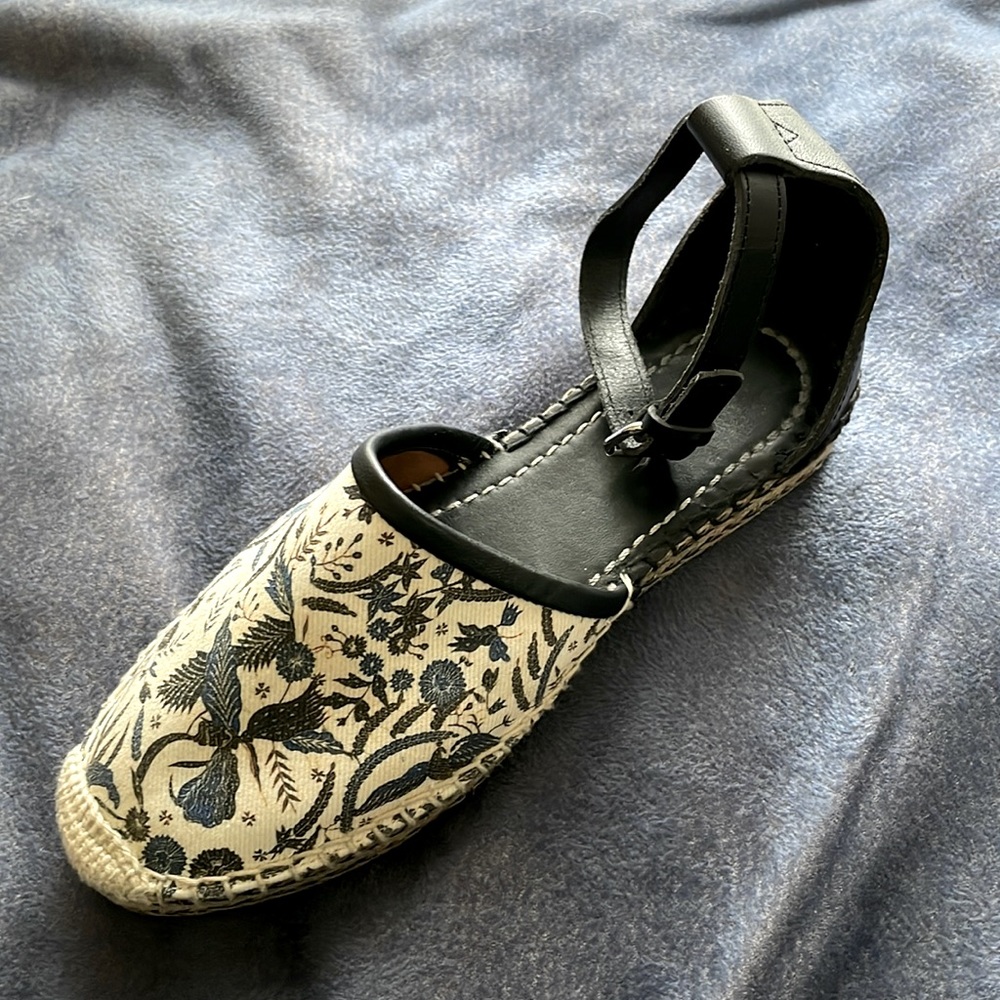 Isabel Marant, black/blue/white espadrilles with leather detailing, 38